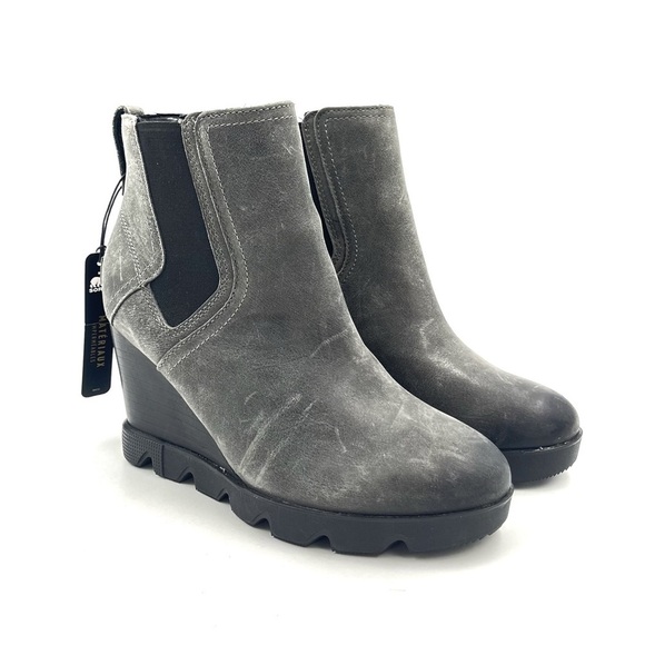Sorel Gray Distressed Joan Of Arctic Wedge III Chelsea Boots Size 7 - Picture 11 of 11